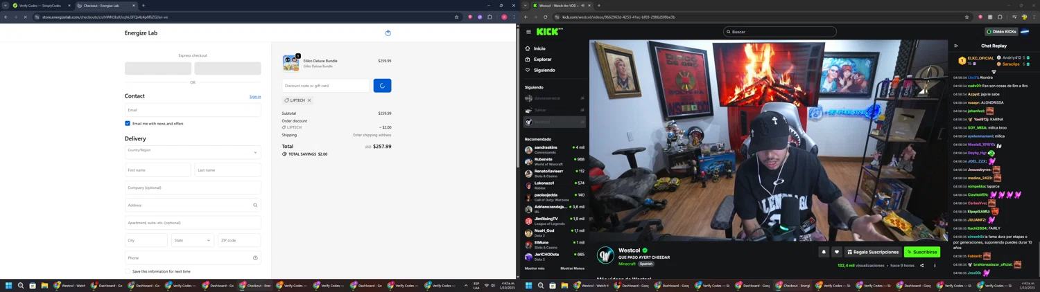 Energize Lab discount code screenshot showing code LJPTECH applied at Energize Lab checkout page. Uploaded by SimplyCodes community member TreasureWarden457 on Oct 1, 2025