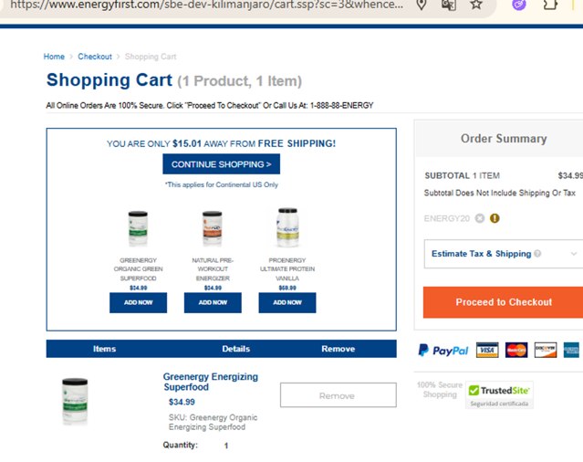 EnergyFirst checkout page showing EnergyFirst promo code box | Screenshot taken by SimplyCodes community member on Jul 25, 2025