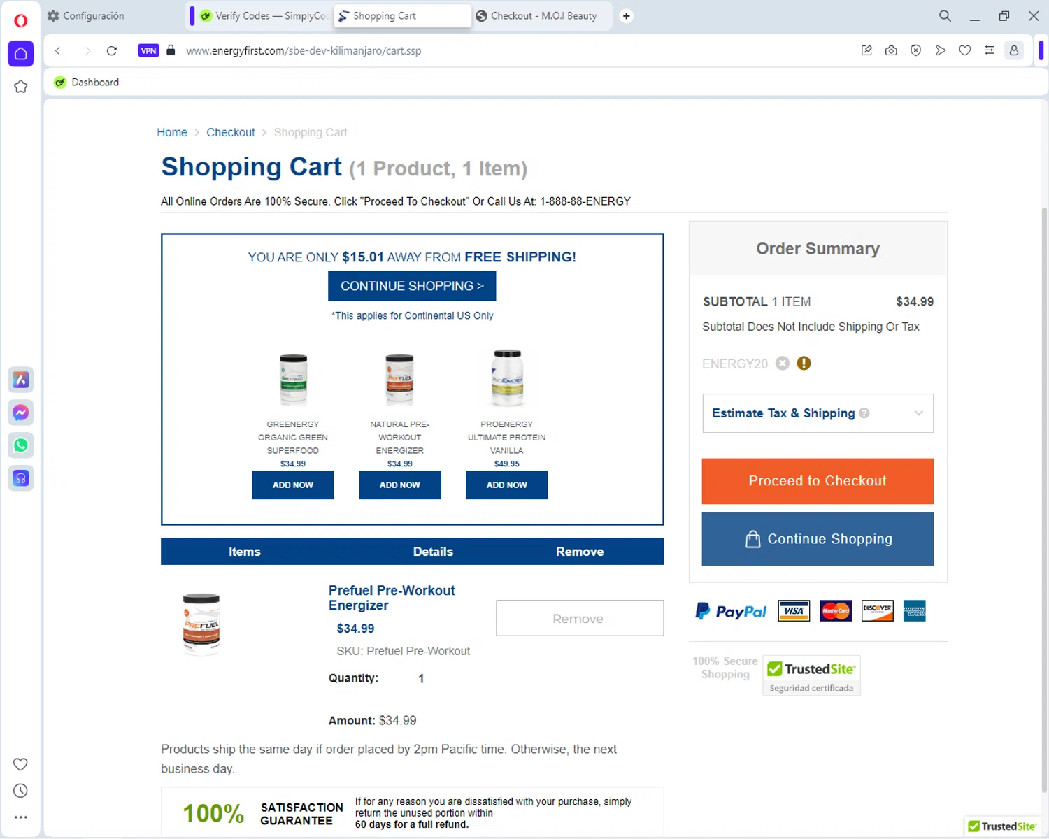 where to use EnergyFirst promo code box