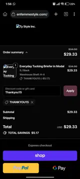 En Femme coupon verification screenshot