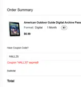 HALL35 coupon verification screenshot