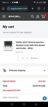0D0J210CXC coupon verification screenshot