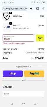 Elias30 coupon verification screenshot