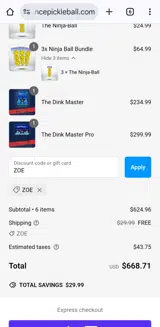 ZOE coupon verification screenshot