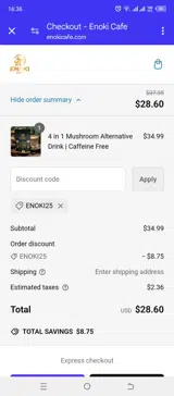 ENOKI25 coupon verification screenshot