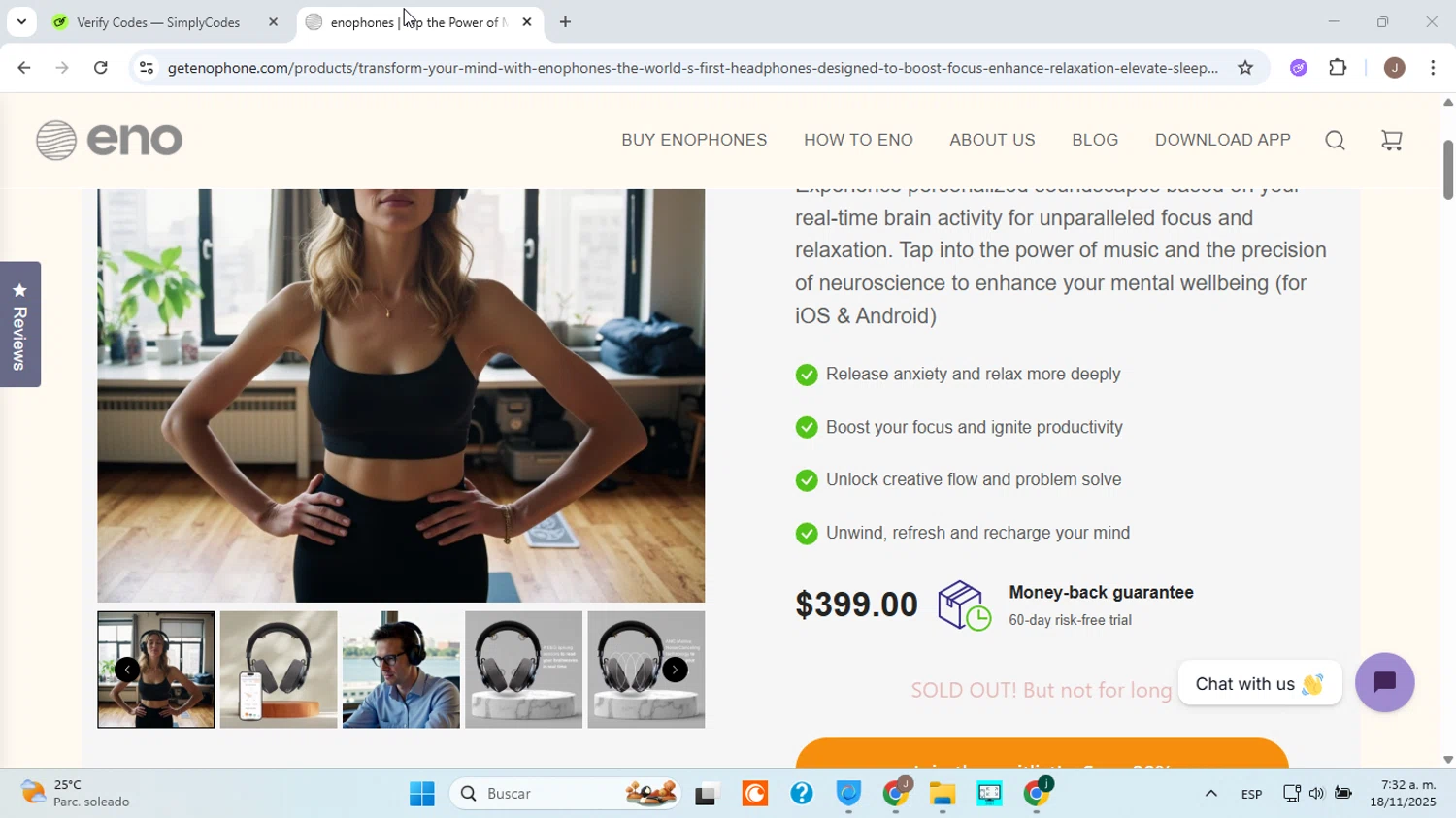 Enophones promo code screenshot showing code TAKE50OFF applied at Enophones checkout page. Uploaded by SimplyCodes community member ABHF23 on Nov 18, 2025