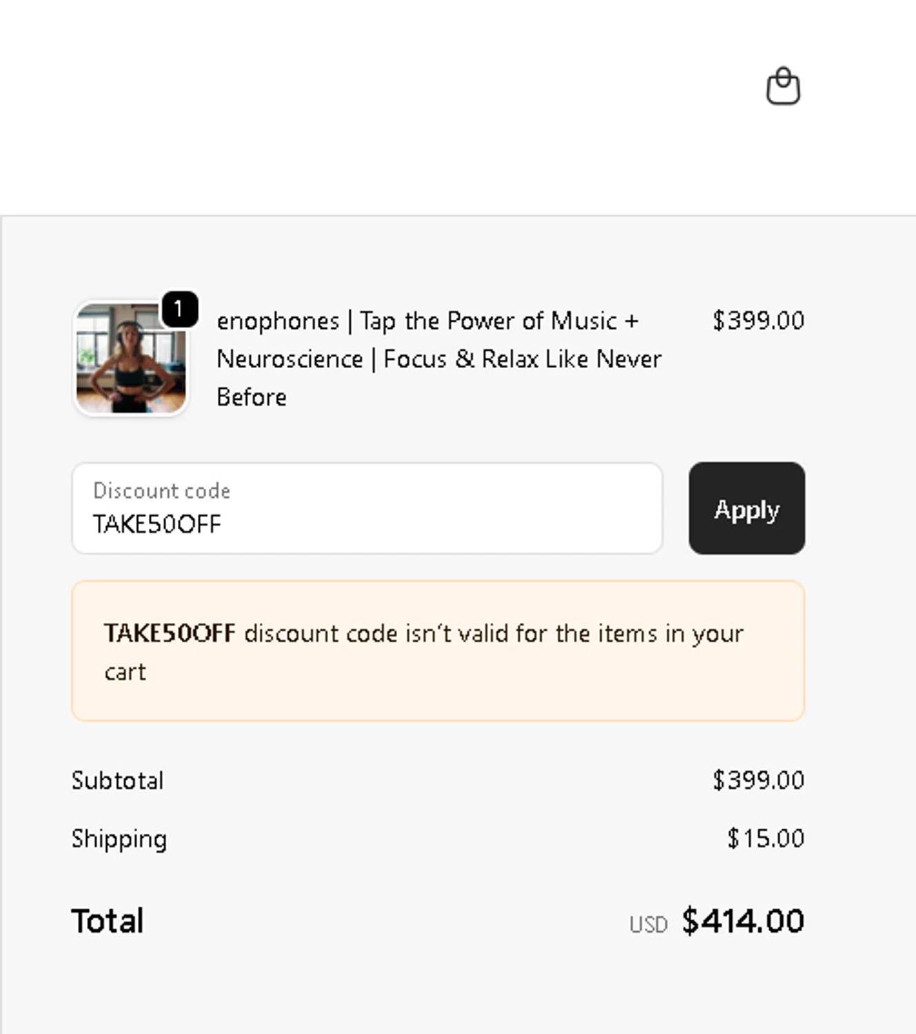 Enophones checkout page showing Enophones promo code box | Screenshot taken by SimplyCodes community member on Sep 21, 2025