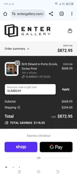 SLIMBDAY coupon verification screenshot