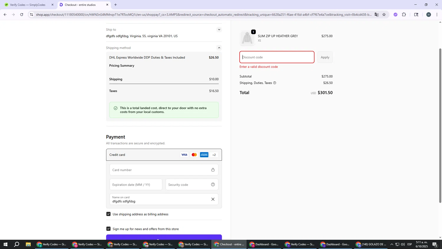 entire studios discount code screenshot showing code ES25AD applied at entire studios checkout page. Uploaded by SimplyCodes community member YAMAHA on Oct 6, 2025