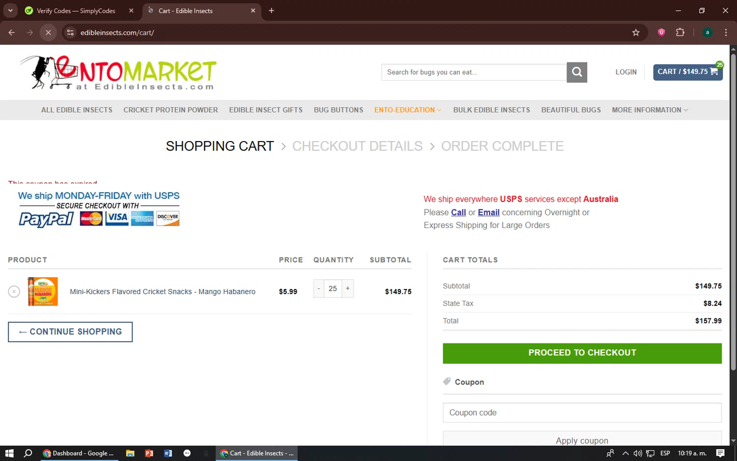 EntoMarket promo code screenshot showing code NOV23 applied at EntoMarket checkout page. Uploaded by SimplyCodes community member zizu55 on Aug 25, 2025
