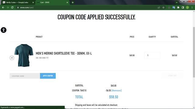 ENVE checkout page showing ENVE discount code box | Screenshot taken by SimplyCodes community member on Jun 6, 2023
