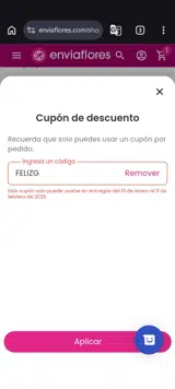 FELIZG coupon verification screenshot