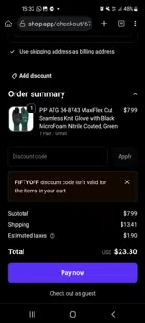 FIFTYOFF coupon verification screenshot