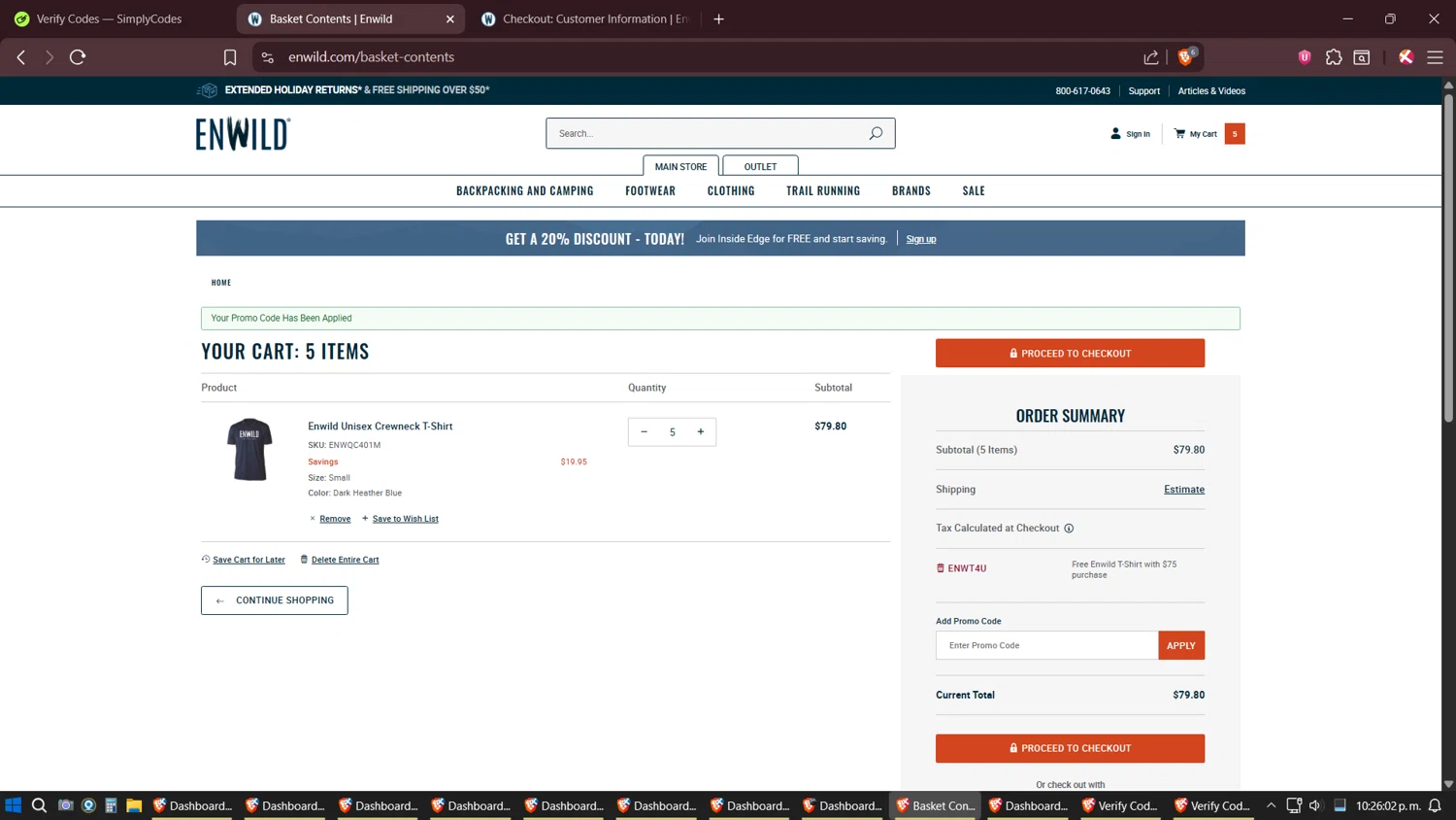 Enwild checkout page showing Enwild promo code box | Screenshot taken by SimplyCodes community member on Nov 14, 2025