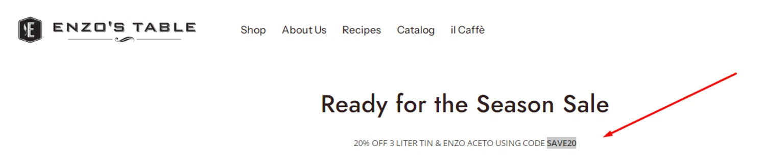 Enzo's Table promo code screenshot showing code SAVE20 applied at Enzo's Table checkout page. Uploaded by SimplyCodes community member Alofoke on Oct 26, 2025