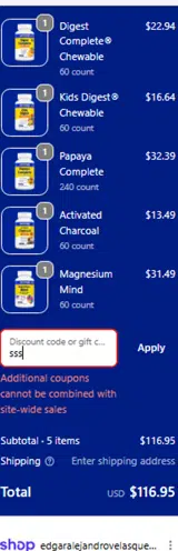 Claire25 coupon verification screenshot
