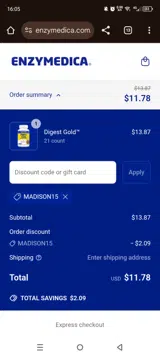 MADISON15 coupon verification screenshot