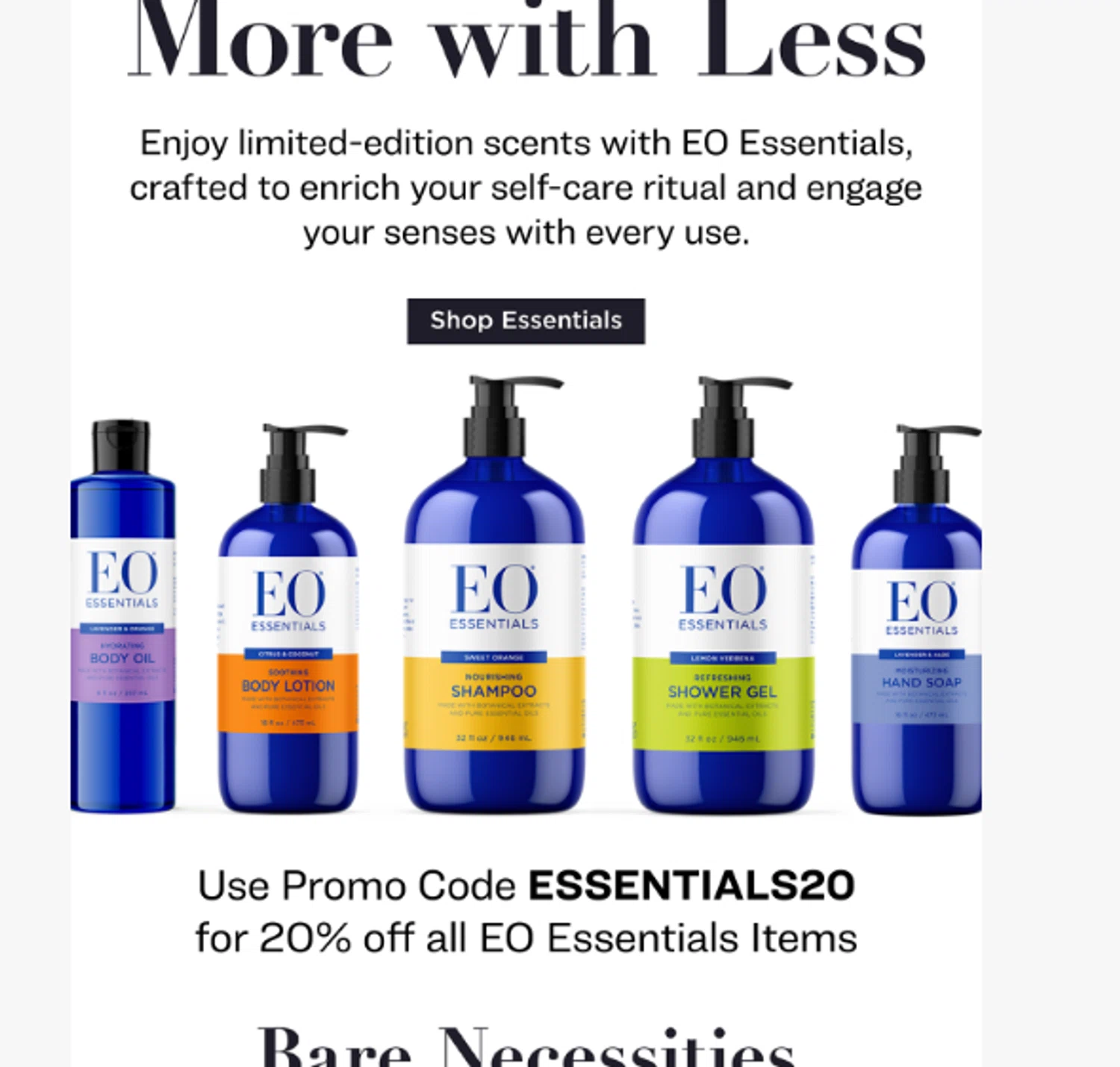 EO Products promo code screenshot showing code essentials20 applied at EO Products checkout page. Uploaded by SimplyCodes community member YISUZZ on Sep 12, 2025