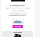LD23OFF coupon verification screenshot