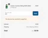 A10 coupon verification screenshot