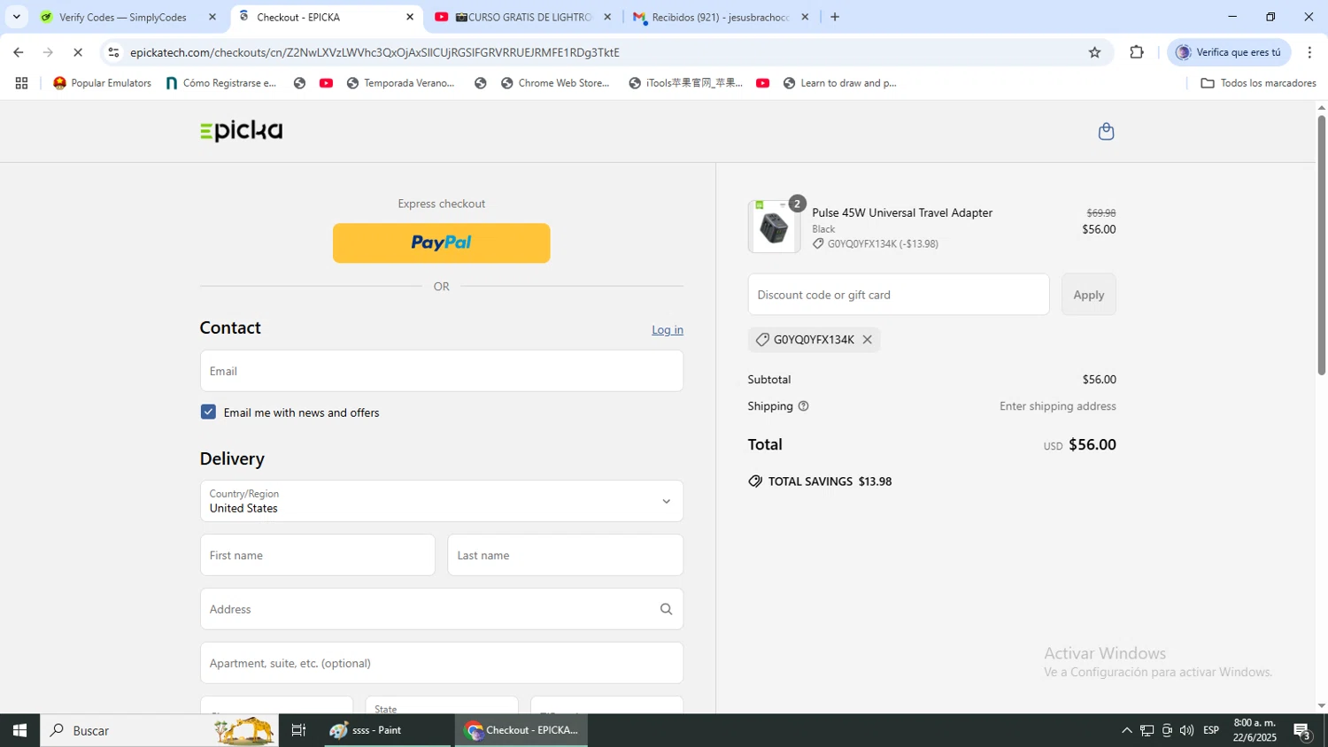 EPICKA Store promo code screenshot showing code G0YQ0YFX134K applied at EPICKA Store checkout page. Uploaded by SimplyCodes community member DealLynx6506 on Jun 22, 2025