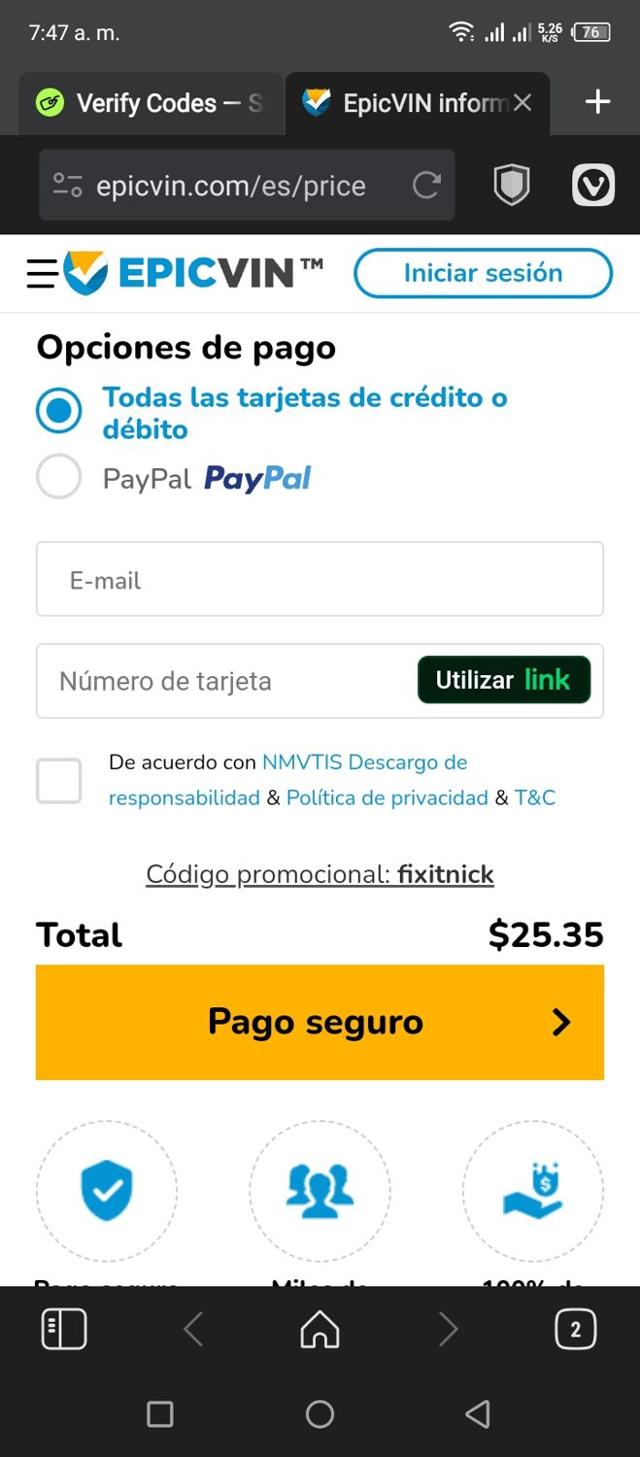 EpicVIN checkout page showing EpicVIN promo code box | Screenshot taken by SimplyCodes community member on Oct 18, 2024