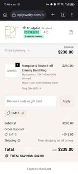EM15 coupon verification screenshot