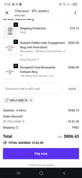 Welcome18 coupon verification screenshot