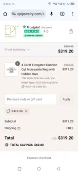 Kach16 coupon verification screenshot