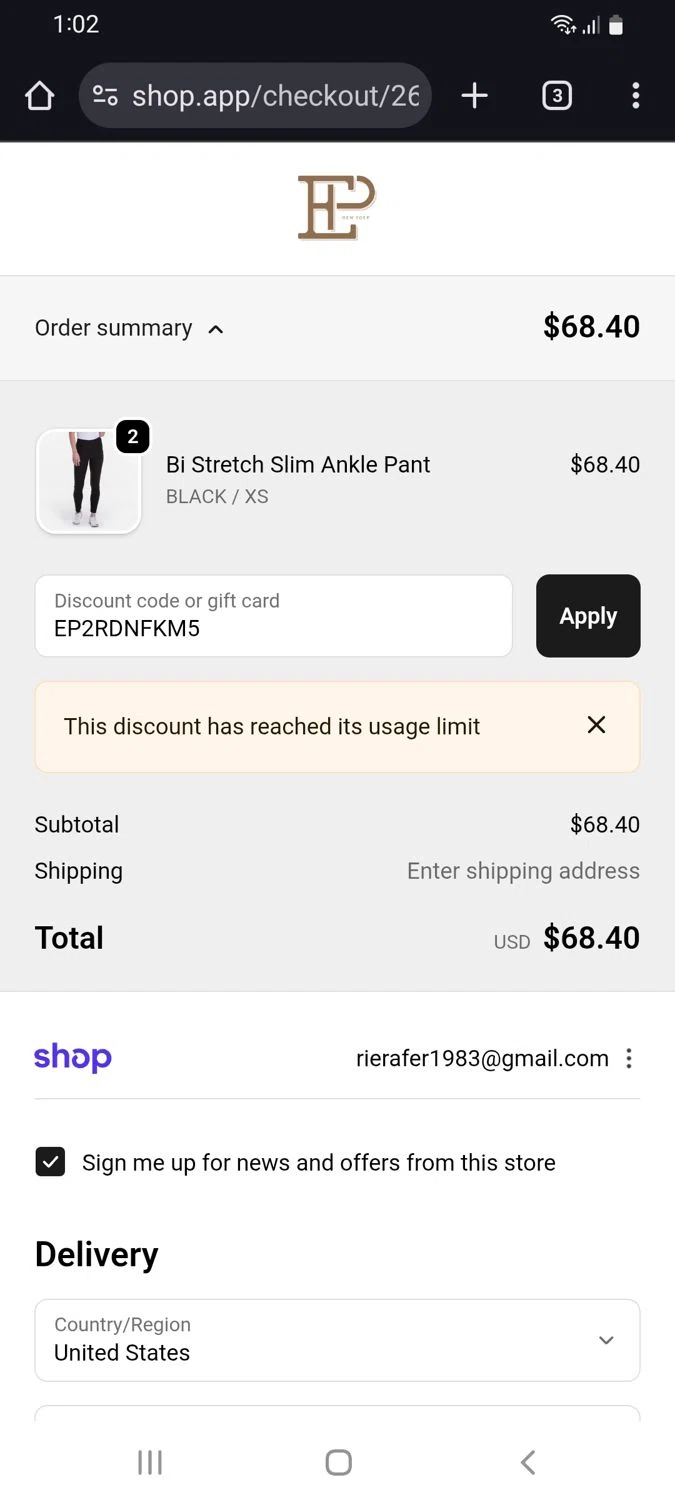 EPNY Golf promo code screenshot showing code EP2RDNFKM5 applied at EPNY Golf checkout page. Uploaded by SimplyCodes community member tulioriera on Nov 17, 2025