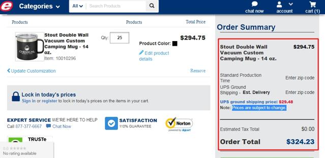 ePromos checkout page showing ePromos discount code box | Screenshot taken by SimplyCodes community member on Jan 16, 2021