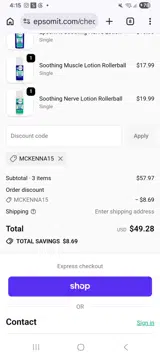 Mckenna15 coupon verification screenshot