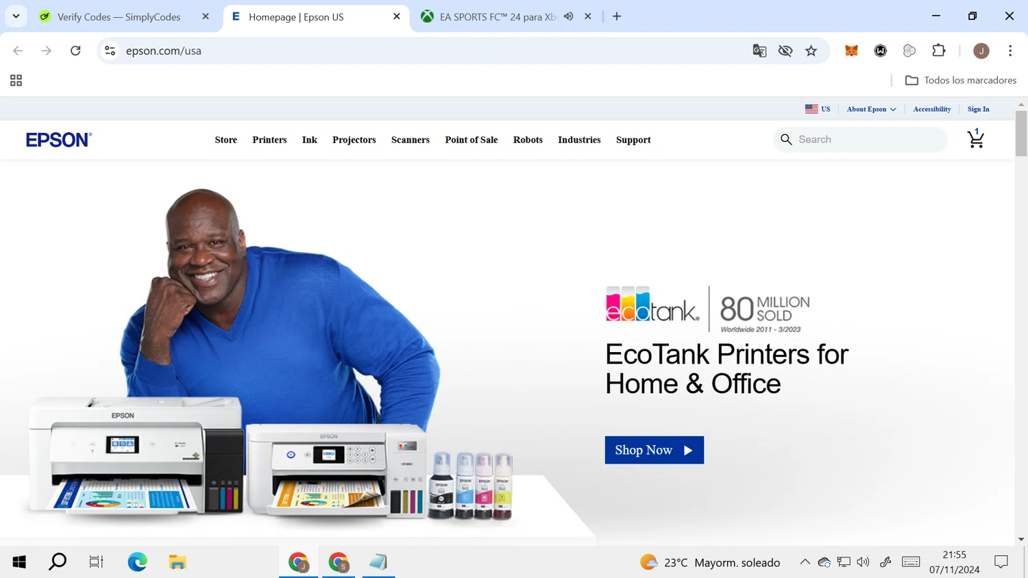 Epson checkout page showing Epson coupon code box | Screenshot taken by SimplyCodes community member on Nov 8, 2024