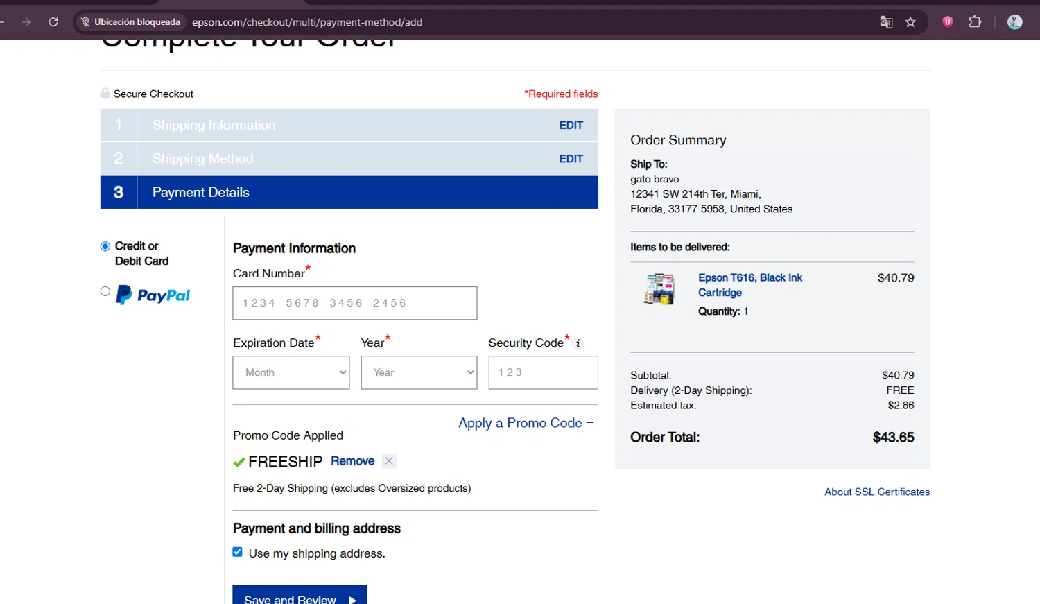 Epson checkout page showing Epson coupon code box | Screenshot taken by SimplyCodes community member on May 31, 2025
