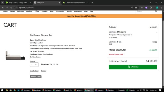 EQ3 checkout page showing EQ3 promo code box | Screenshot taken by SimplyCodes community member on Aug 25, 2025