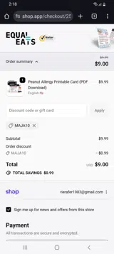 MAJA10 coupon verification screenshot