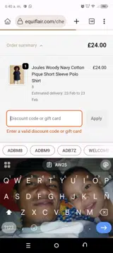 AW25 coupon verification screenshot