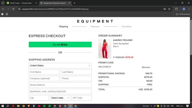 Equipment checkout page showing Equipment promo code box | Screenshot taken by SimplyCodes community member on Mar 22, 2025