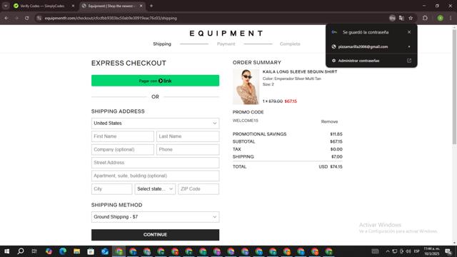 Equipment checkout page showing Equipment promo code box | Screenshot taken by SimplyCodes community member on Mar 10, 2025