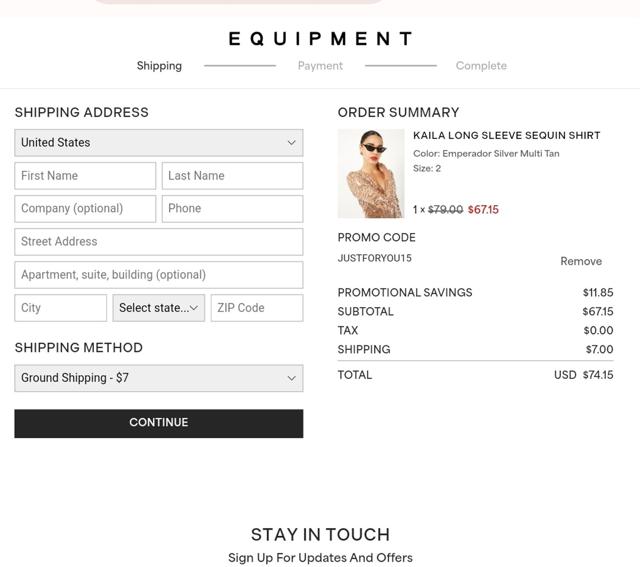 Equipment checkout page showing Equipment promo code box | Screenshot taken by SimplyCodes community member on May 2, 2025