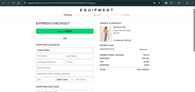 Equipment checkout page showing Equipment promo code box | Screenshot taken by SimplyCodes community member on Mar 22, 2025
