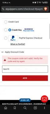 Equippers coupon verification screenshot