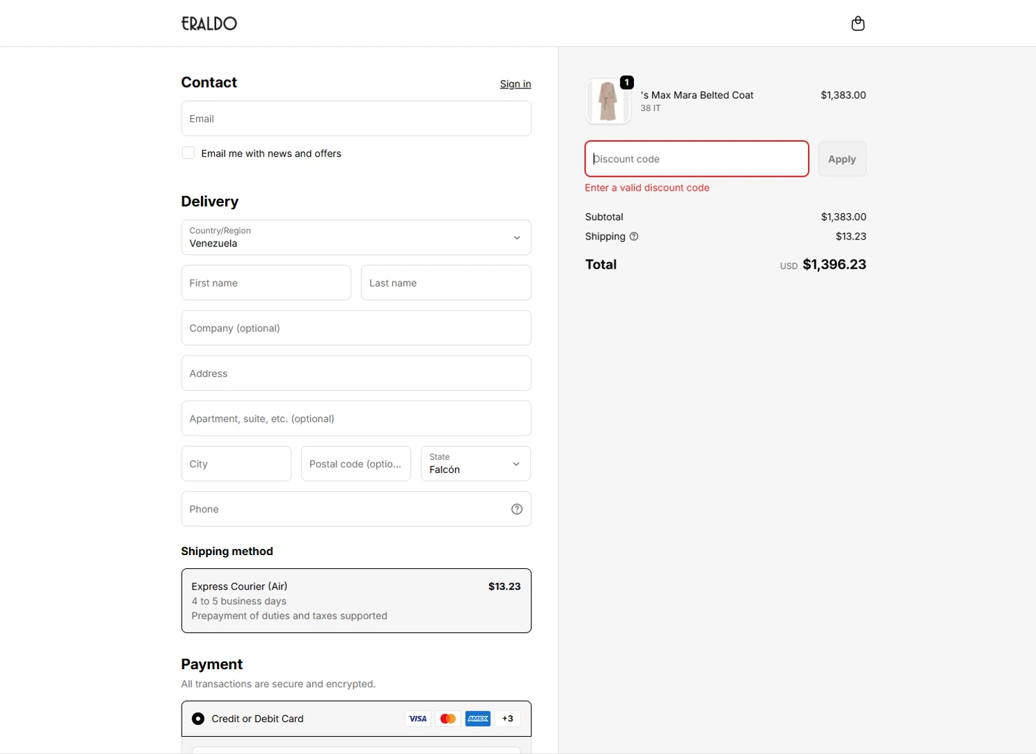 Eraldo promo code screenshot showing code ERA15 applied at Eraldo checkout page. Uploaded by SimplyCodes community member ShieldTiger926 on Oct 5, 2025