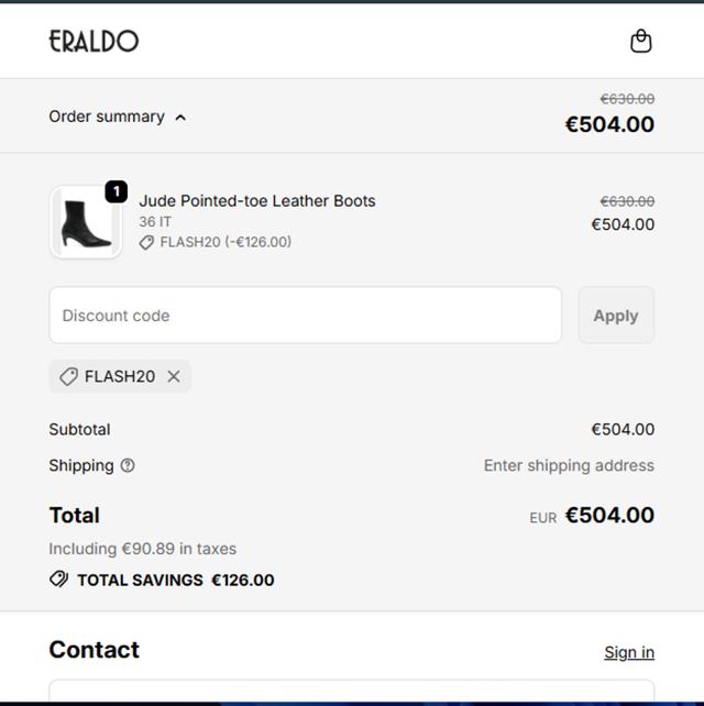 Eraldo checkout page showing Eraldo promo code box | Screenshot taken by SimplyCodes community member on Sep 22, 2025
