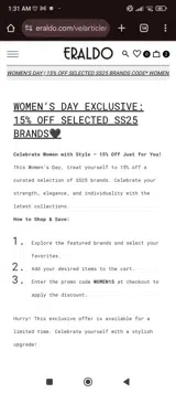 Women coupon verification screenshot