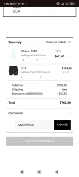 MODEWD20 coupon verification screenshot