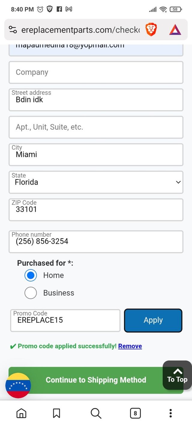 eReplacementParts.com checkout page showing eReplacementParts.com promo code box | Screenshot taken by SimplyCodes community member on Aug 5, 2025