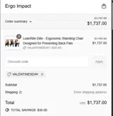 VALENTINESDAY coupon verification screenshot