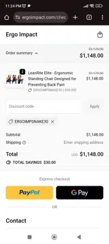 Ergoimpsnake30 coupon verification screenshot