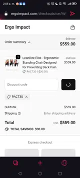 PACT30 coupon verification screenshot